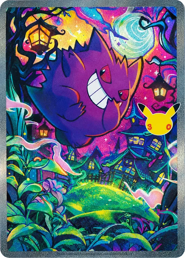 A scan of a 30th anniversary Gengar card